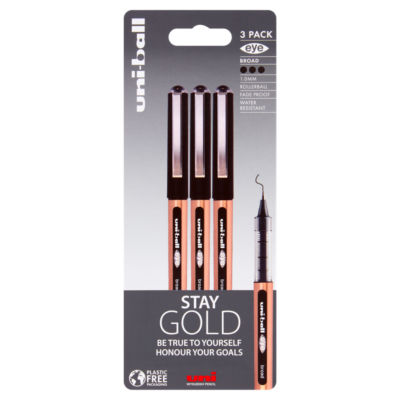 uni-ball Eye Broad rollerball pens 3 pack (British brand)