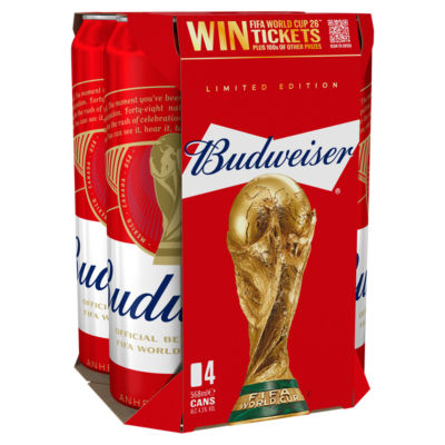 Budweiser lager beer cans 4x568ml - British product