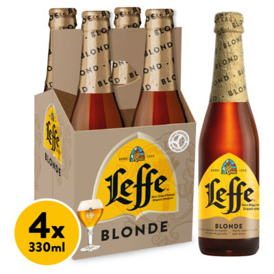 Leffe Blonde Beer 4 x 330ml bottles, UK version