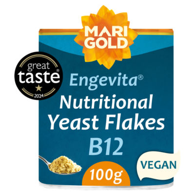 Marigold Engevita Nutritional Yeast Flakes with B12 100g, imported from the UK