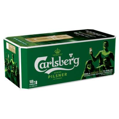 Carlsberg Danish Pilsner beer 18 x 440ml cans - British product