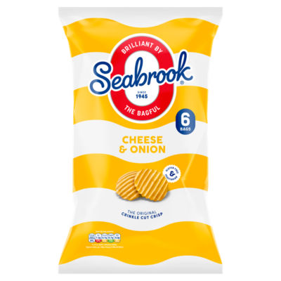 Seabrook Cheese & Onion Crisps 6 x 25g (British brand)