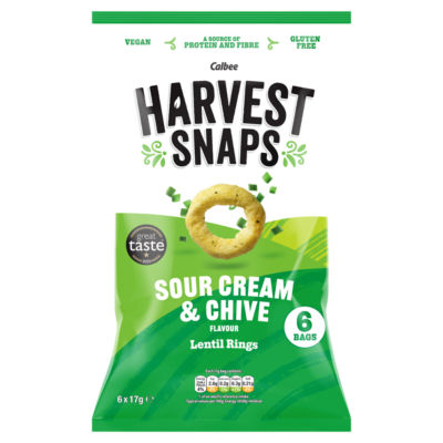 Harvest Snaps lentil rings Sour Cream & Chive 6 x 17g, UK version