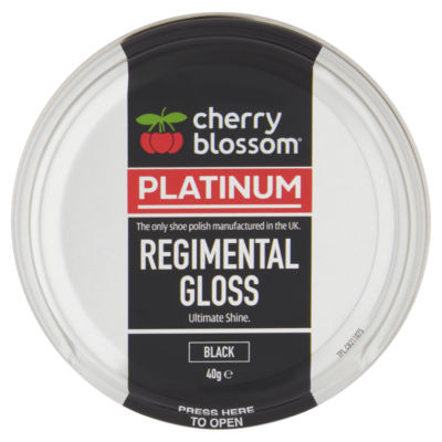 Cherry Blossom Platinum Regimental Gloss Black shoe polish 40g - British product