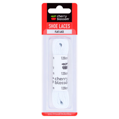 Cherry Blossom white flat shoe laces 120cm - British product