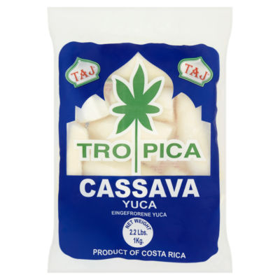 Taj Cassava Whole Root Frozen 1kg Bag (British brand)