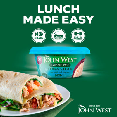 John West tuna steak pot with brine 110g, UK version