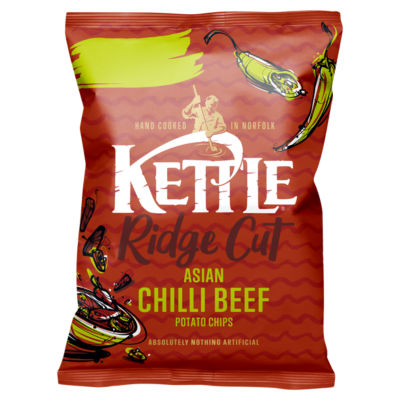 Kettle Ridge Cut Asian Chilli Beef potato chips 130g, UK version