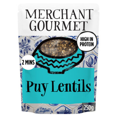 Merchant Gourmet Puy lentils 250g, imported from the UK
