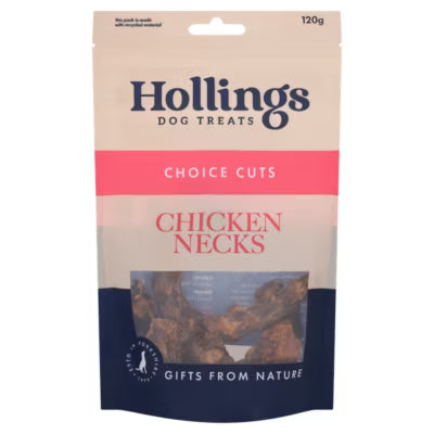 Hollings chicken necks dog treats 120g, UK version