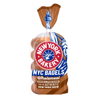 New York Bakery Co wholemeal bagels pack of 5, imported from the UK