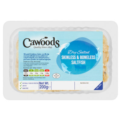 Cawoods Dry Salted Skinless & Boneless Saltfish - Preserved Fish 200g