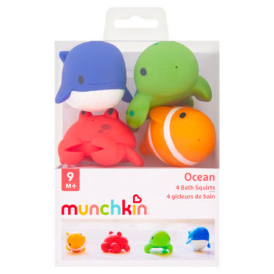 Munchkin ocean bath squirts 4-pack for babies 9M+, imported from the UK