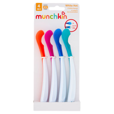 Munchkin White Hot Safety Spoons 4 Pack, imported from the UK