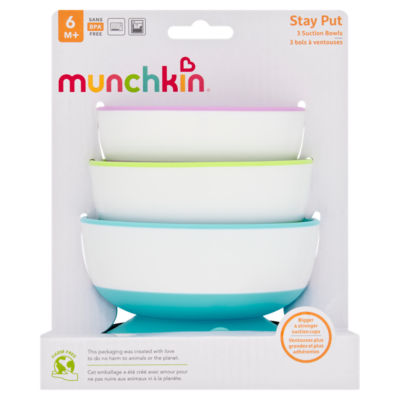 Munchkin 3 Stay Put Suction Bowls 6m+ Baby Feeding Bowls