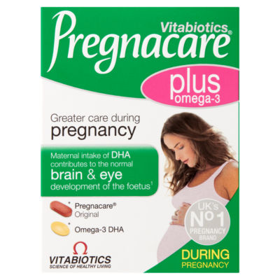 Pregnacare During Pregnancy Plus Omega-3 pregnancy supplement 60 tablets/capsules, imported from the UK