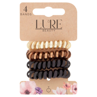 Lure Beauty 4 Brown Hair Bands Hoops for styling, UK version
