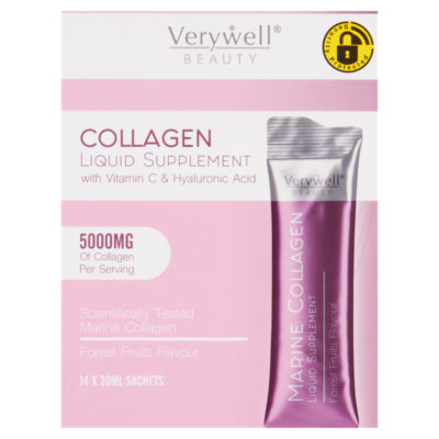 Verywell Collagen Liquid Supplement with Vitamin C & Hyaluronic Acid Forest Fruits Beauty Supplement 14 x 30ml Sachets