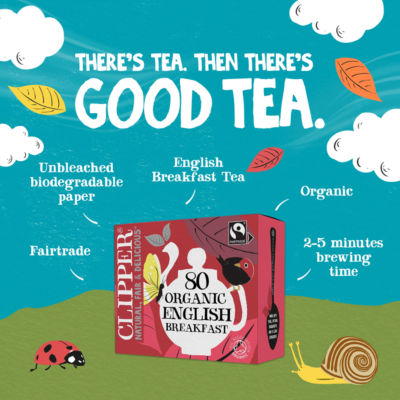 Clipper Fairtrade Organic English Breakfast unbleached plastic-free tea bags 232g - British product