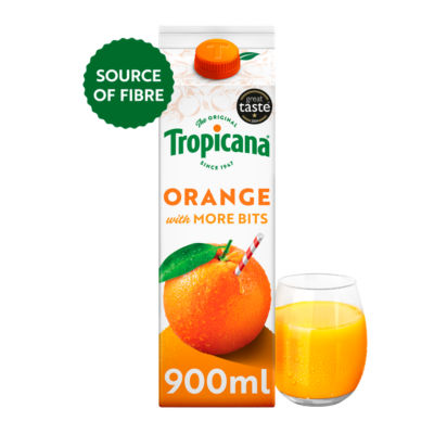 Tropicana extra pulpy orange juice with juicy bits 900ml (British brand)