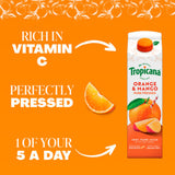 Tropicana orange and mango fruit juice 850ml (British brand)
