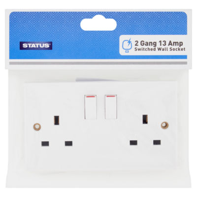 Status 2 Gang 13 Amp Switched Electrical Wall Socket