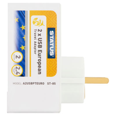 Status European Travel Adapter with 2 USB ports (British brand)