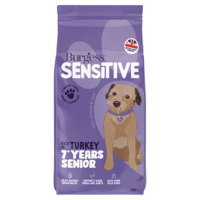 Burgess Sensitive turkey senior dog food 2kg - British product
