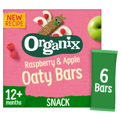 Organix raspberry apple soft oaty bars 138g multipack, imported from the UK