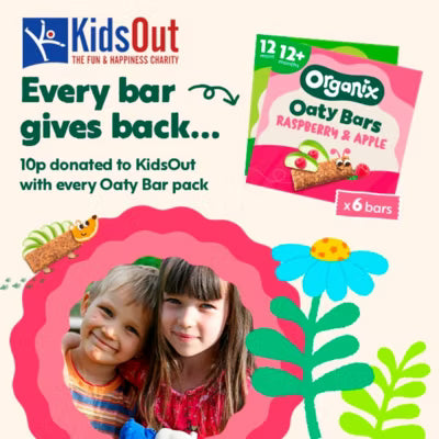 Organix raspberry apple soft oaty bars 138g multipack, imported from the UK