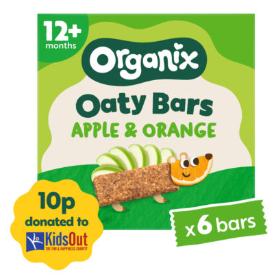 Organix apple and orange toddler snack bars 138g, imported from the UK
