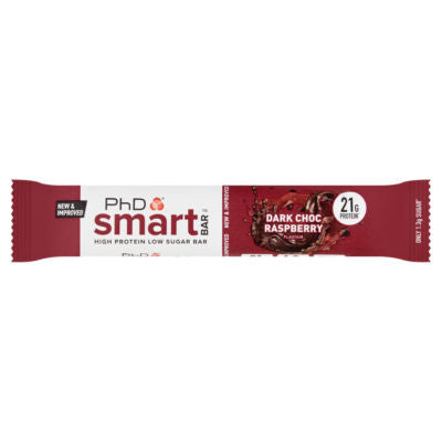 PhD Smart dark chocolate raspberry flavour protein bar 64g, imported from the UK