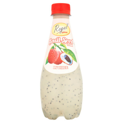 Regal Lychee Basil Seed Drink 320ml, imported from the UK