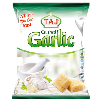 Taj crushed garlic in a 400g pack (British brand)