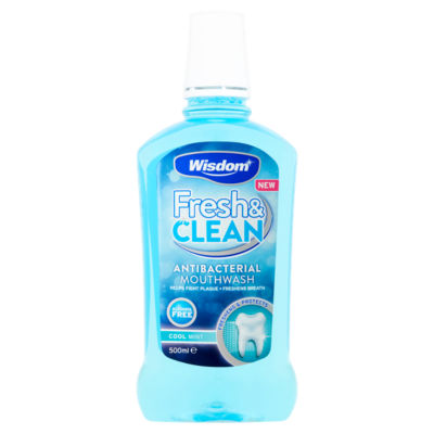 Wisdom Oral Care Fresh And Clean Cool Mint Mouthwash 500ml (British brand)