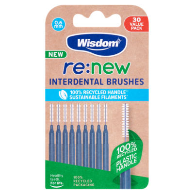Wisdom re:new Interdental Brushes 0.6mm 30 pack (British brand)