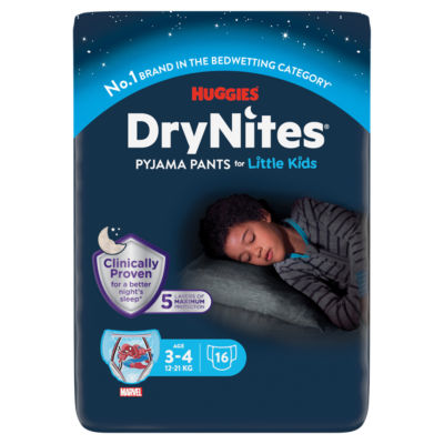 Huggies bedwetting pyjama pants for boys 3-4 years, pack of 16, UK version