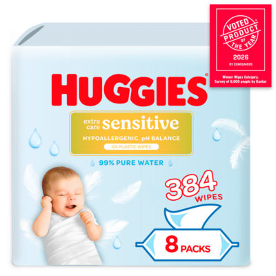 Huggies Sensitive Baby Wipes 8 packs of 48, UK version