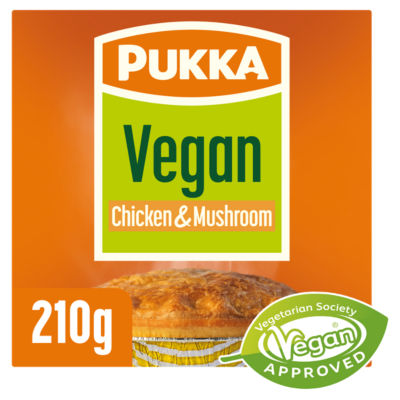 Pukka Plant Based No Chicken & Mushroom Pie 210g, imported from the UK