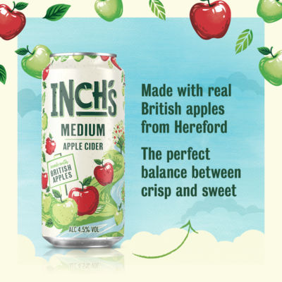 Inch's medium apple cider 4.5% ABV 10x440ml cans, UK version
