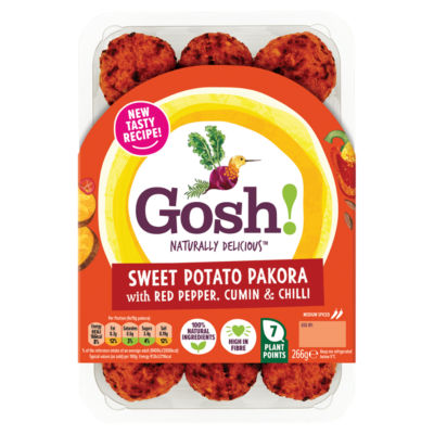 Gosh! Sweet Potato Pakora with Red Pepper, Cumin & Chilli 266g, UK version