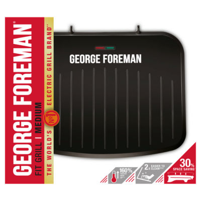 George Foreman Medium Fit Electric Grill in black, UK version