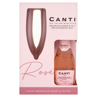 Canti Prosecco Rosé & Flute gift set - British product