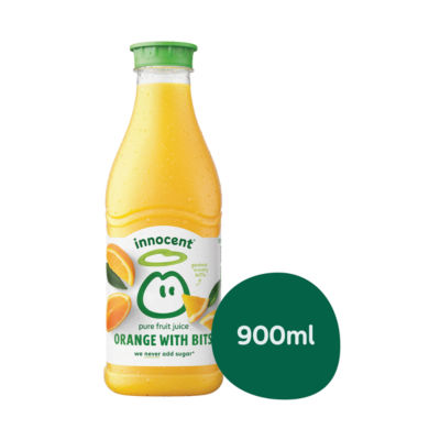 Innocent orange juice with bits 900ml, UK version