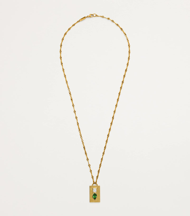 Azlee Yellow Gold, Diamond and Emerald Duet Necklace
