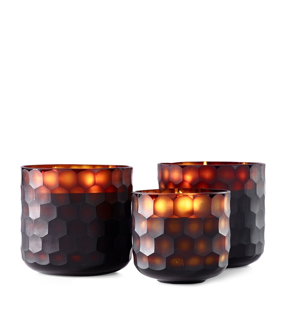 Onno large Zanzibar circle candle in hexagonal glass jar, imported from the UK