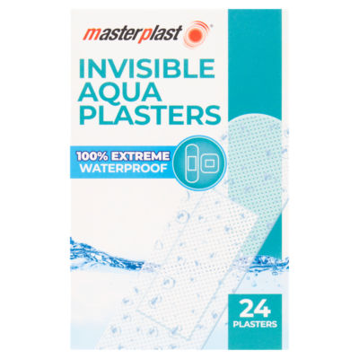 Masterplast Invisible Aqua Plasters 24 pack, imported from the UK