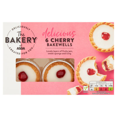 ASDA Cherry Bakewells plum jam almond pastry 6 pack (British brand)