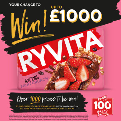 Ryvita fruit crunch currant seed and oat crispbread 200g, imported from the UK