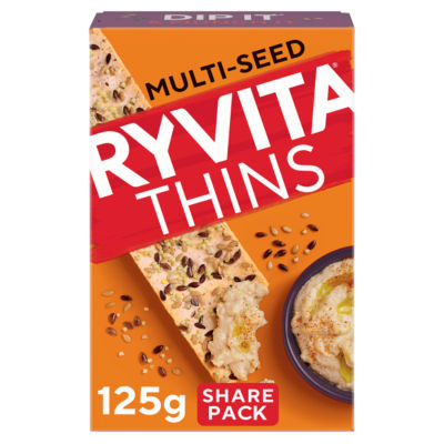 Ryvita multi-seed flatbread crackers 125g, imported from the UK
